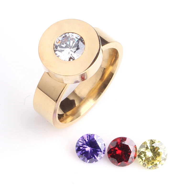 free shipping Gold color Change zircon 316L Stainless Steel finger font b rings b font for