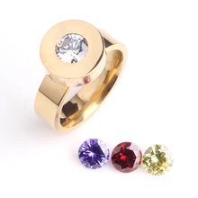 free shipping Gold color Change zircon 316L Stainless Steel finger rings for men women wholesale