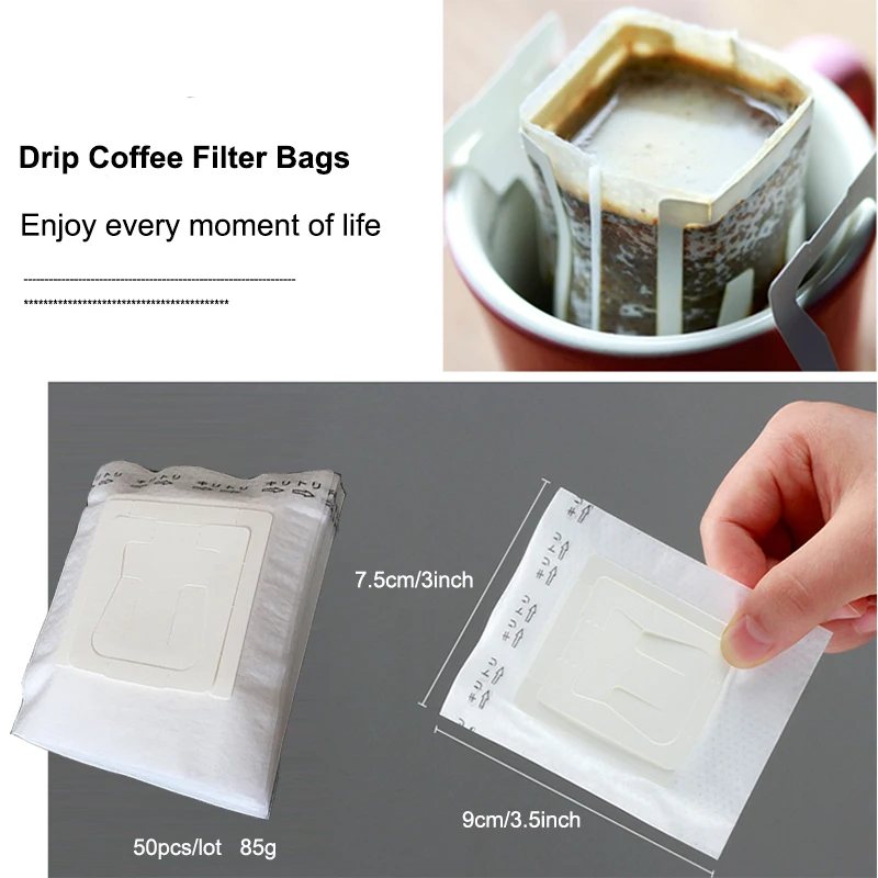 50 шт. портативный фильтр для капельного кофе корзины+ 50 шт. пакеты для кофе Полезная Кофеварка полезные инструменты для путешествий и офиса