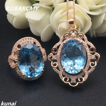 

KJJEAXCMY Fine jewelry, Multicolored jewelry around 925 silver zirconium new natural blue topaz ladies suit