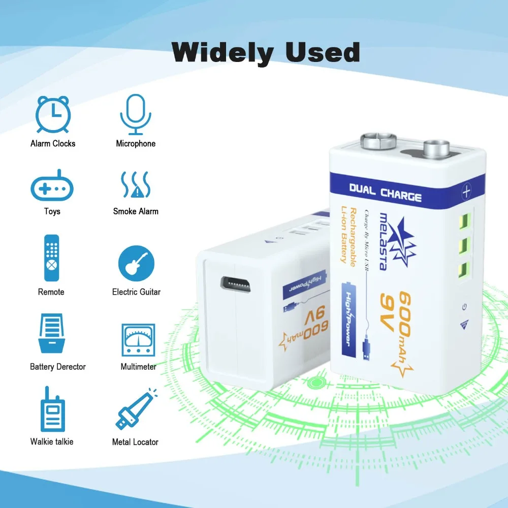 Micro USB 9 в 600 мАч PPP3 6F22 аккумуляторная литий ионная батарея для мультиметра дымовая