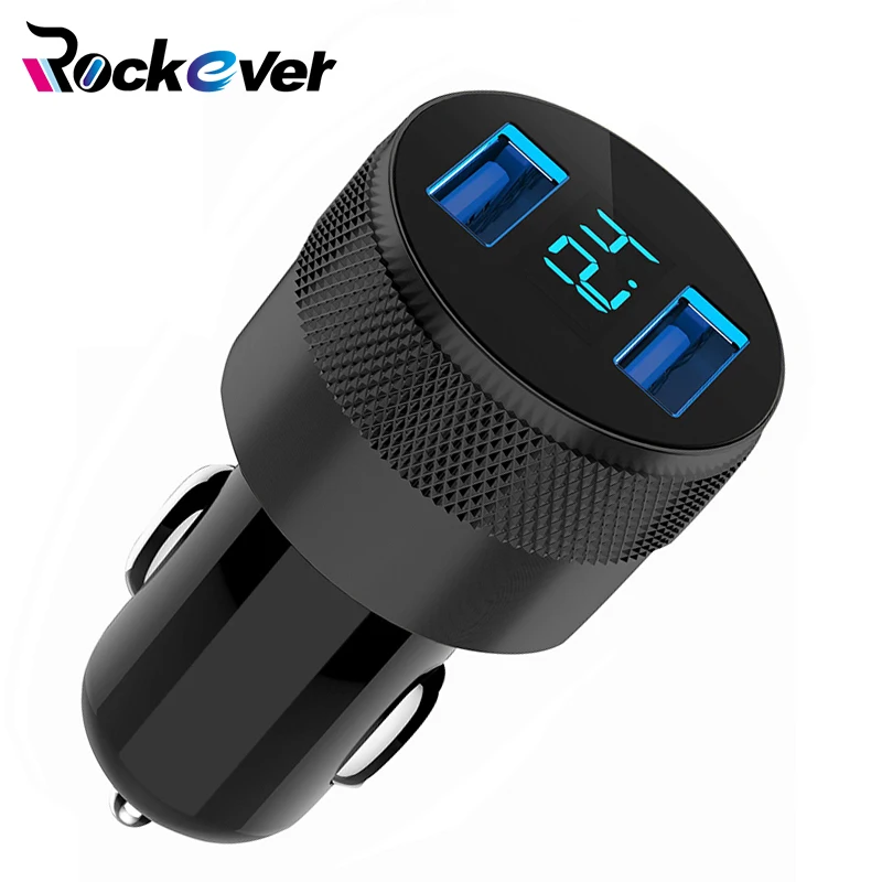 المزدوج USB سيارة مهايئ شاحن 3.1A الرقمية LED الجهد/الحالي عرض السيارات سيارة المعادن شاحن آيفون الهاتف المحمول/اللوحي