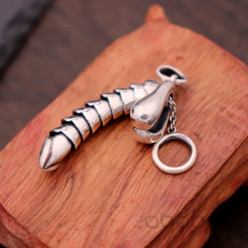 Vintage 925 Sterling Silver Penis Pendant,Male Genital Organ Funny