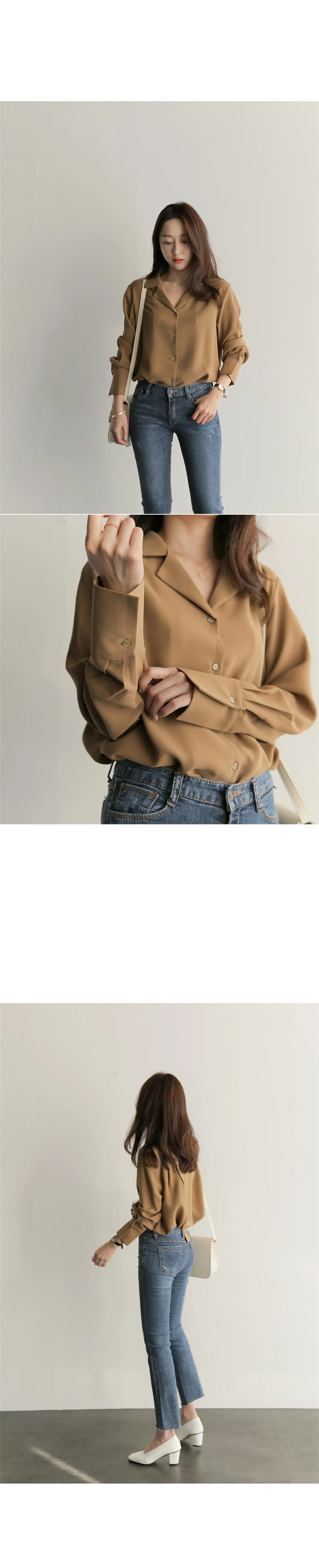 Корейский дизайн, топы, хит, Женская Осенняя Базовая рубашка, блузка с длинным рукавом, милая, для девушек, для офиса, для работы, v-образный вырез, белая рубашка на пуговицах