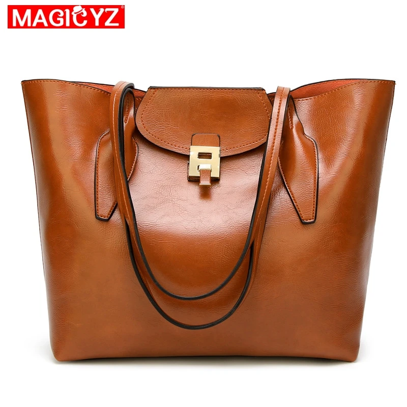

MAGICYZ Women's handbags Retro lock shoulder bag High-capacity handbag messenger bag Wild retro ladies bag