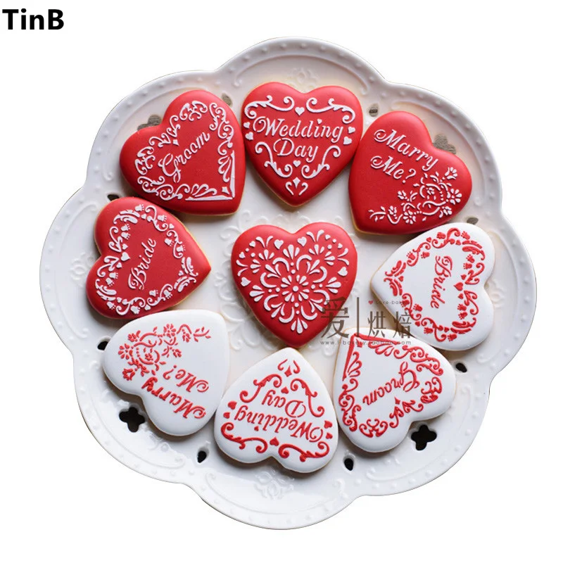 

Valentine's Day Cake Stencil Wedding Decoration Fondant Cookie Cutter Biscuit Mold Sugarcraft Pastry Tools Cake Decorating Tools
