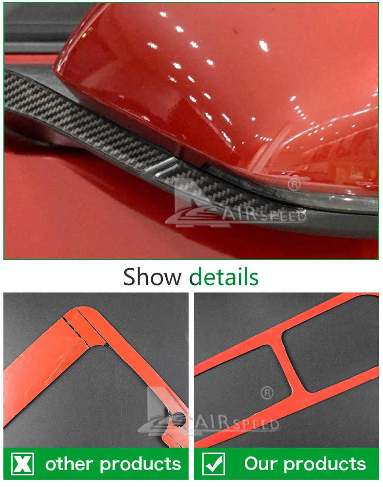  Carbon Fiber Rearview Mirror Stickers Decorations For Ford Mustang  (6)