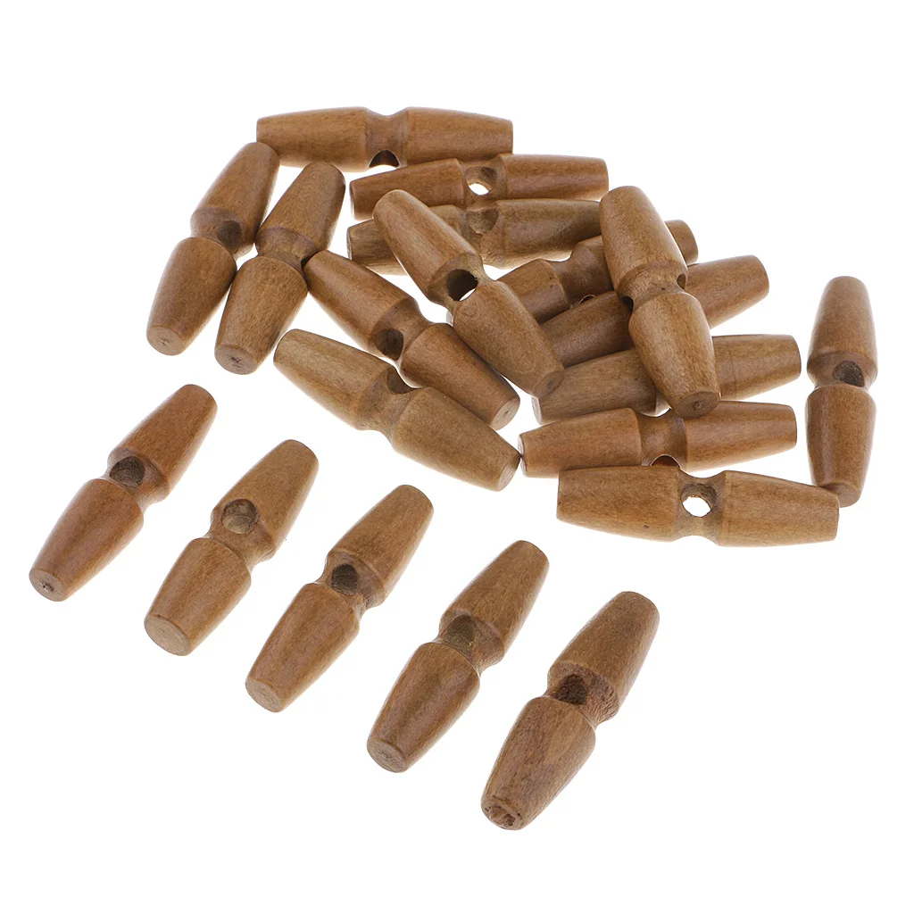 20Pcs Wooden Toggle Buttons for Duffle Coat Sewing, Crafts, Jewelery Making