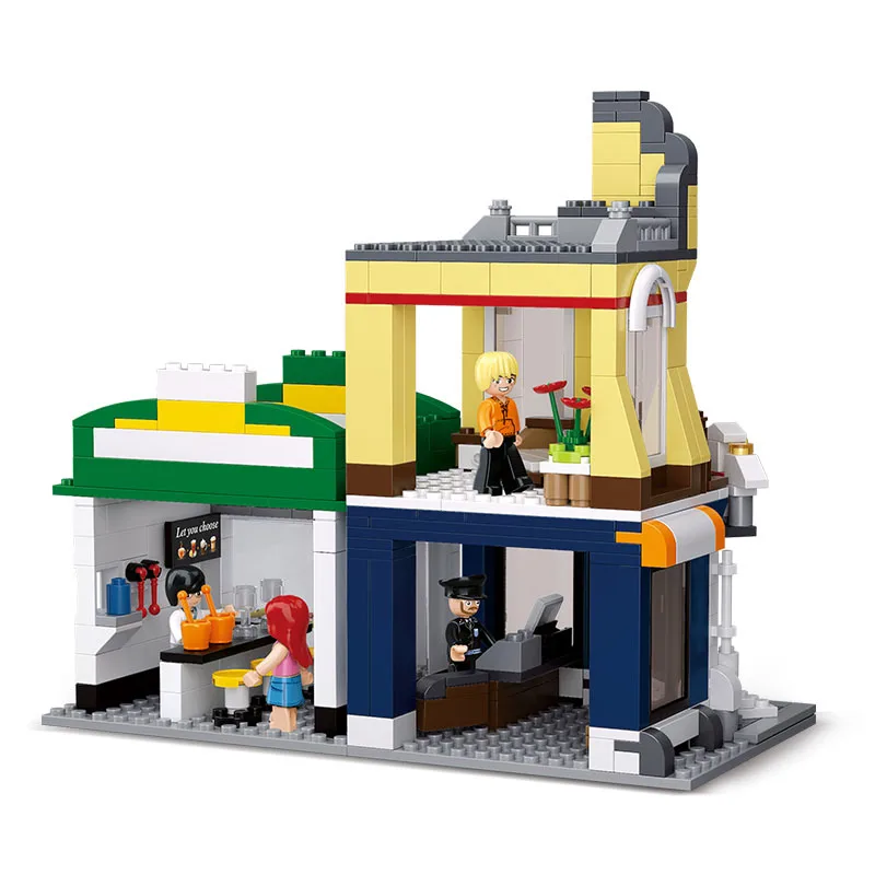 

Models building toy 0575 SimCity series the Cafe Corner Hotels Casual Diner Snack bar Building Blocks