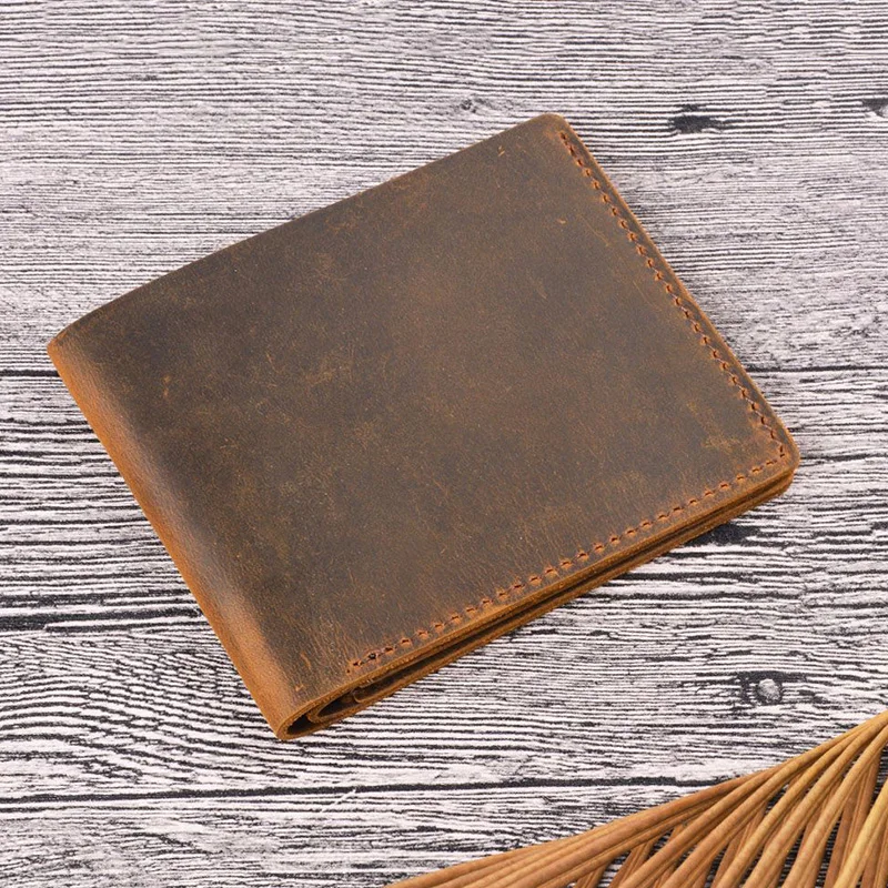 

Vintage Handmade Male Purse Small Mens Wallet Leather Genuine Luxury Design Cow Leather Standard Wallets money case