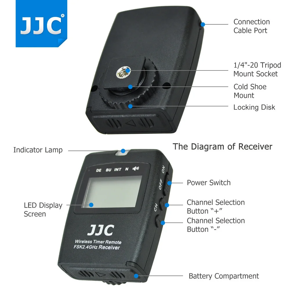 JJC Wireless Multifunction LCD Timer Remote Control for Canon EOS 850D 5DS R7 R10 1DC 5D 7DM3 7DM2 6D 5D2 5D3 AS RS-80N3 TC-80N3