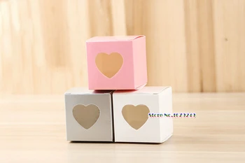

5*5*5cm Cube candy paper box with heart shape open window. Chocolate candy box,Baby Shower Wedding Supplies 200pcs/lot