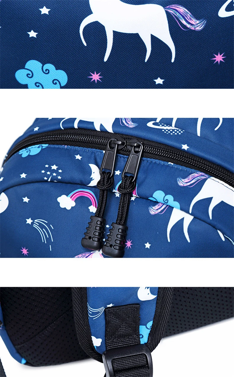 3 шт./компл. Для Женщин Единорог печати рюкзак для школьников с кошельком для ноутбука рюкзак женская школьная сумка для девочек-подростков