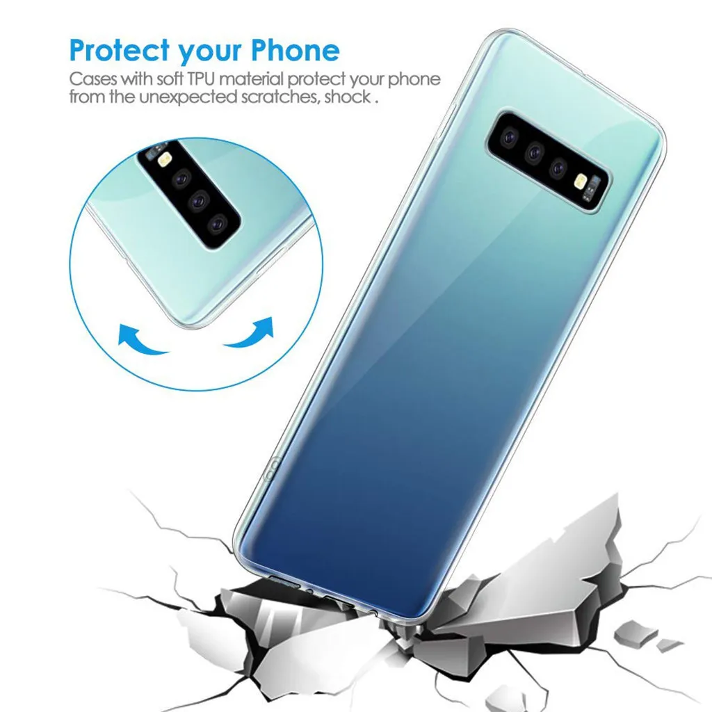 Прозрачный чехол для Samsung S10 Plus телефона plus прозрачный тонкий нескользящий задний