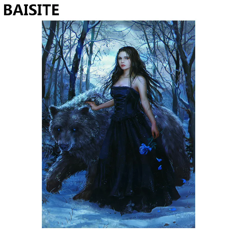 

BAISITE Frameless DIY Oil Painting Pictures By Numbers On Canvas Wall Pictures Wall Art For Living Room Home Decoration 958