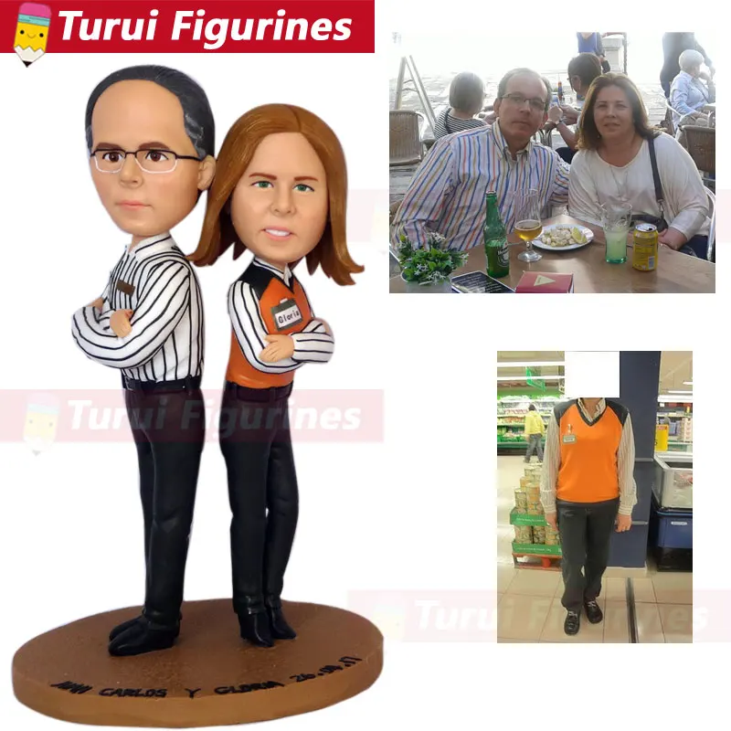 photo to figurine custom bobblehead dolls grandparent real face doll mini statue A present for my grandparents personalized  cus