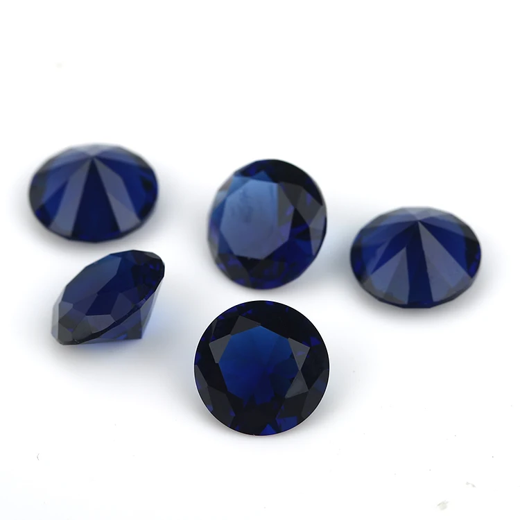 

1.0mm~15mm Round Shape Loose Stone Blue Color AAAAA Glass Synthetic Gems For Jewelry DIY Stone