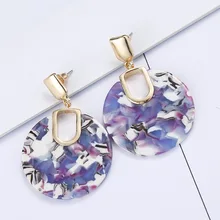 

New Fashion Acrylic Earrings For Women Geometric Round Dangle Earrings Female Pendientes Kolczyki Jewelry Gift Wholesale