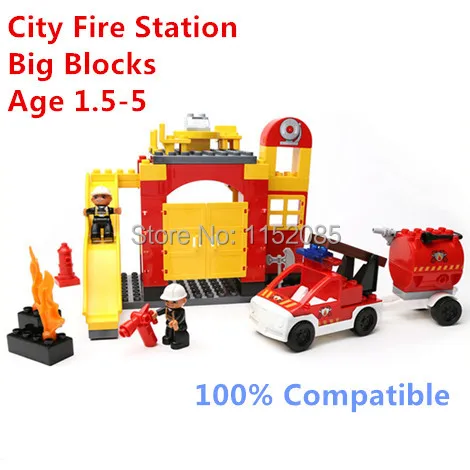 

69pcs Big Building Blocks Big City Fire Station Fireman Set Bricks Compatible Educatioinal Toys Bay Blocks Compatible Duplo