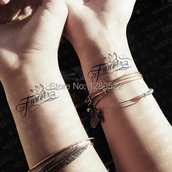 

2pcs "Forever" Birds Pattern Temporary Tattoo Sticker Tatuagem Maquiagem Gift for Valentines Women Body Art