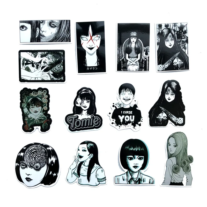 21 pcs Horror Comic Fujiang Black and White Thriller Horror Style Toy Sticker Luggage Trolley Laptop Sticker Doodle Sticker