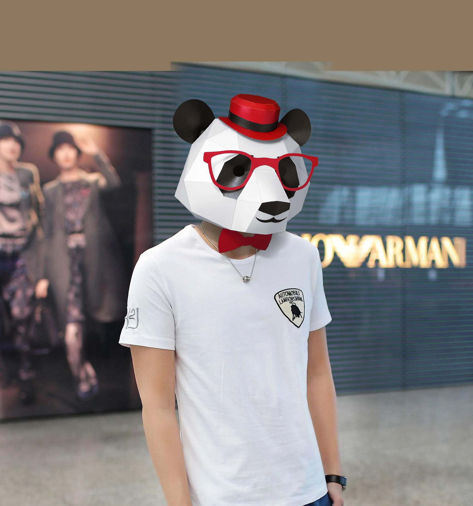 3D Бумажная Маска модная Панда Костюм Животного Косплей бумага для творчества