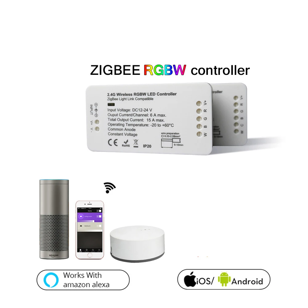 Zigbee LED Controller RGB CCT WW CW LED Dimmer DC 12V 24V LED Strip Controller ZLL APP Controlled LED RGBW Smart Home RGB