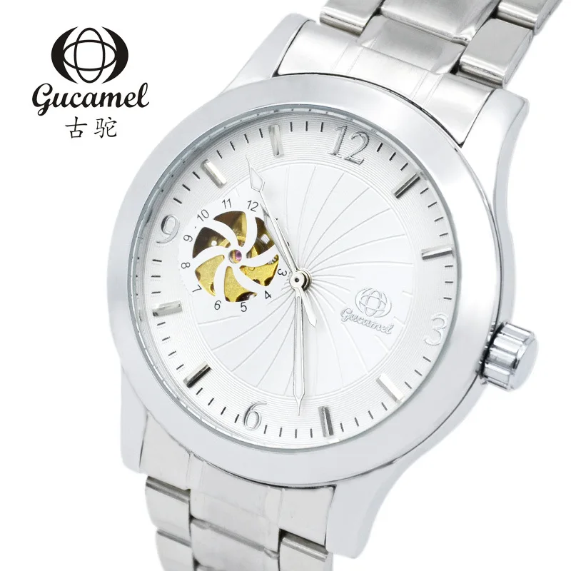 

GUCAMEL Top Brand Mens Business Watch Luxury Hollow Automatic Mechanical Male Wrist Watches Water Resistant Steel Genuine Homme