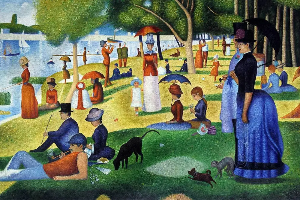 Pintura moderna de Domingo À Tarde na Ilha de La Grande Jatte por Seurat famosa paisagem Pintura moderna de Domingo À Tarde na Ilha de La Grande Jatte por Seurat famosa paisagem