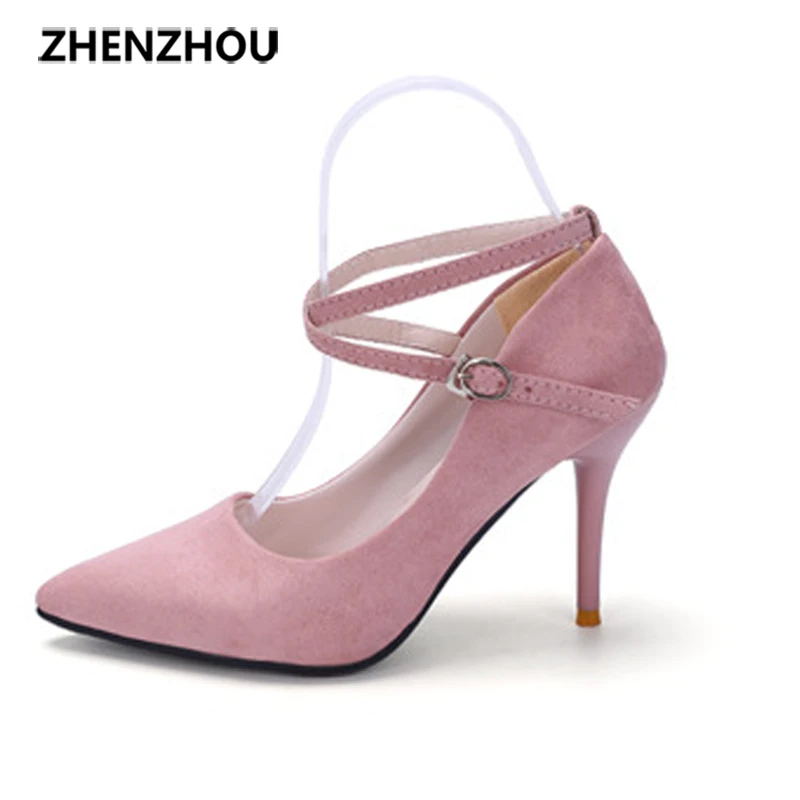 

Shoes Woman 2017 autumn new style pointed top High heel shoes Fine with high strappy shoes single shoes