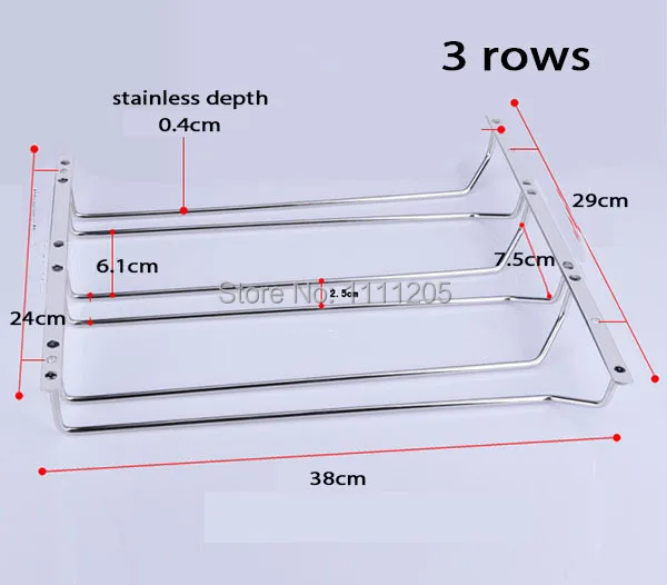 38 см 3 ряда нержавеющая сталь винный стеклянный настенный стеллаж держатели Серебряная медная вешалка с винтами подвесные стеклянные полки стеллажи для вина