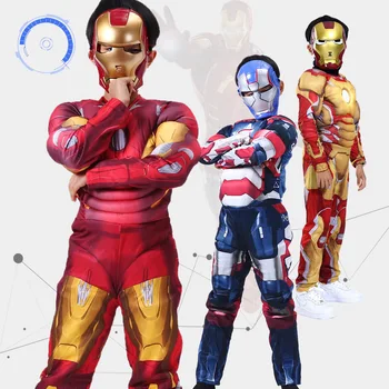 

Iron Man Mark 42 / Patriot Muscle Children Kids Halloween Costume Fantasia Avengers Superhero Iron Man Cosplay Costume with Mask