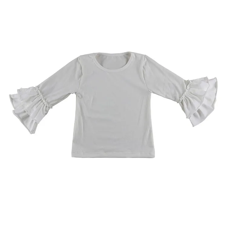 Wennikids/Новинка; однотонная хлопковая футболка с длинными рукавами и рюшами для маленьких девочек 1-12 лет; Детские футболки; детские топы