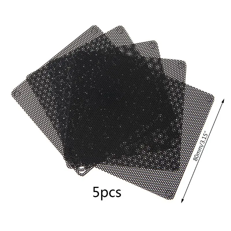 

5PCS PVC Fan Dust Filter PC Dustproof Case Cuttable Computer 80mm Mesh Black