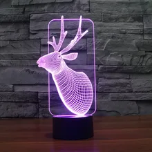 Восхитительный северный олень Олень Рог 3D USB светодиодный светильник голова оленя 7 цветов градиенты Ночник детская комната стол Декор детские игрушки