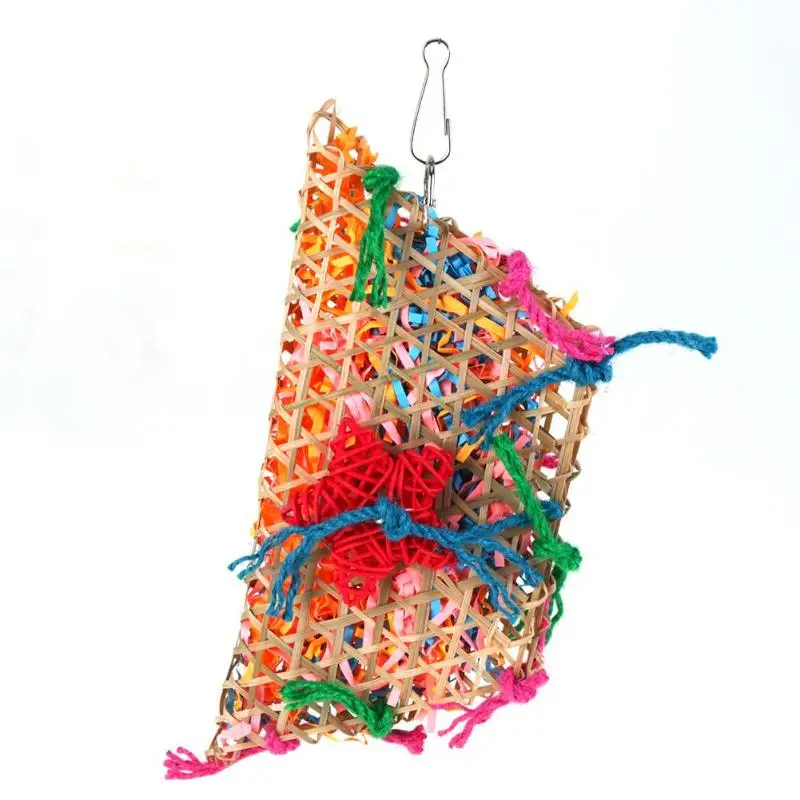 Bird Toys Colorful Bamboo Weave Wooden Swing Parrot Toys Climbing and Biting Bird Cage Accessories parrot toy,bird toy,bird cage accessories,bird swing toy