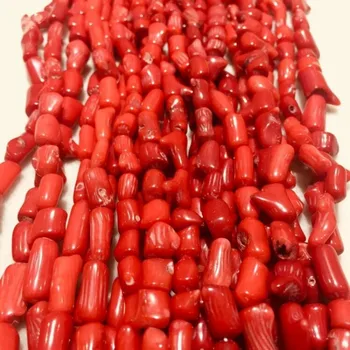 

JYX Wholesale 5-12mm Irregular Red colored sea bamboo Coral Beads Loose String Strands DIY Handmade Gemstone 19"