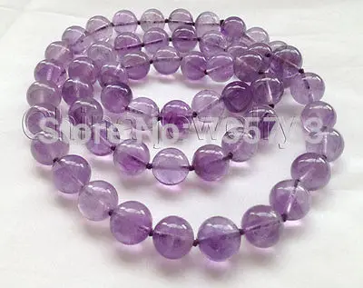 

FREE SHIPPING>>>@ HOT14552 Beautiful AAA 34" 14mm natural perfect round amethyst necklace