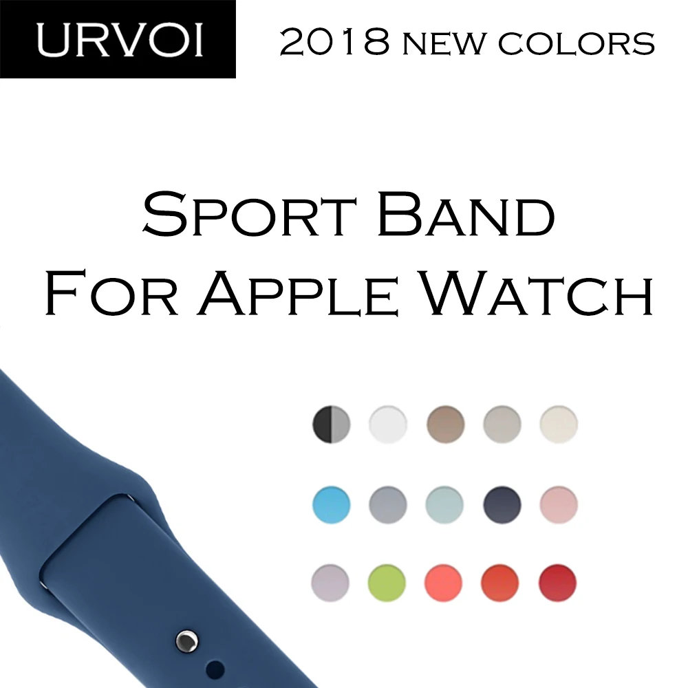 Спортивный ремешок URVOI для Apple Watch series 5, 4, 3, 2, 1, силиконовый ремешок для iWatch, 44 м, с застежкой, цветная замена, новинка