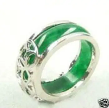 

Hot sale new Style >>>>Beautiful Tibet silver natural green stone ring size 8#