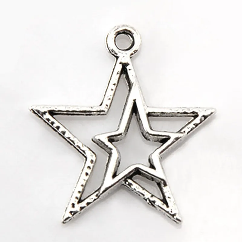 Wholesale DIY Silver Tone Star Pentacle Charms Pendants Jewelry Making