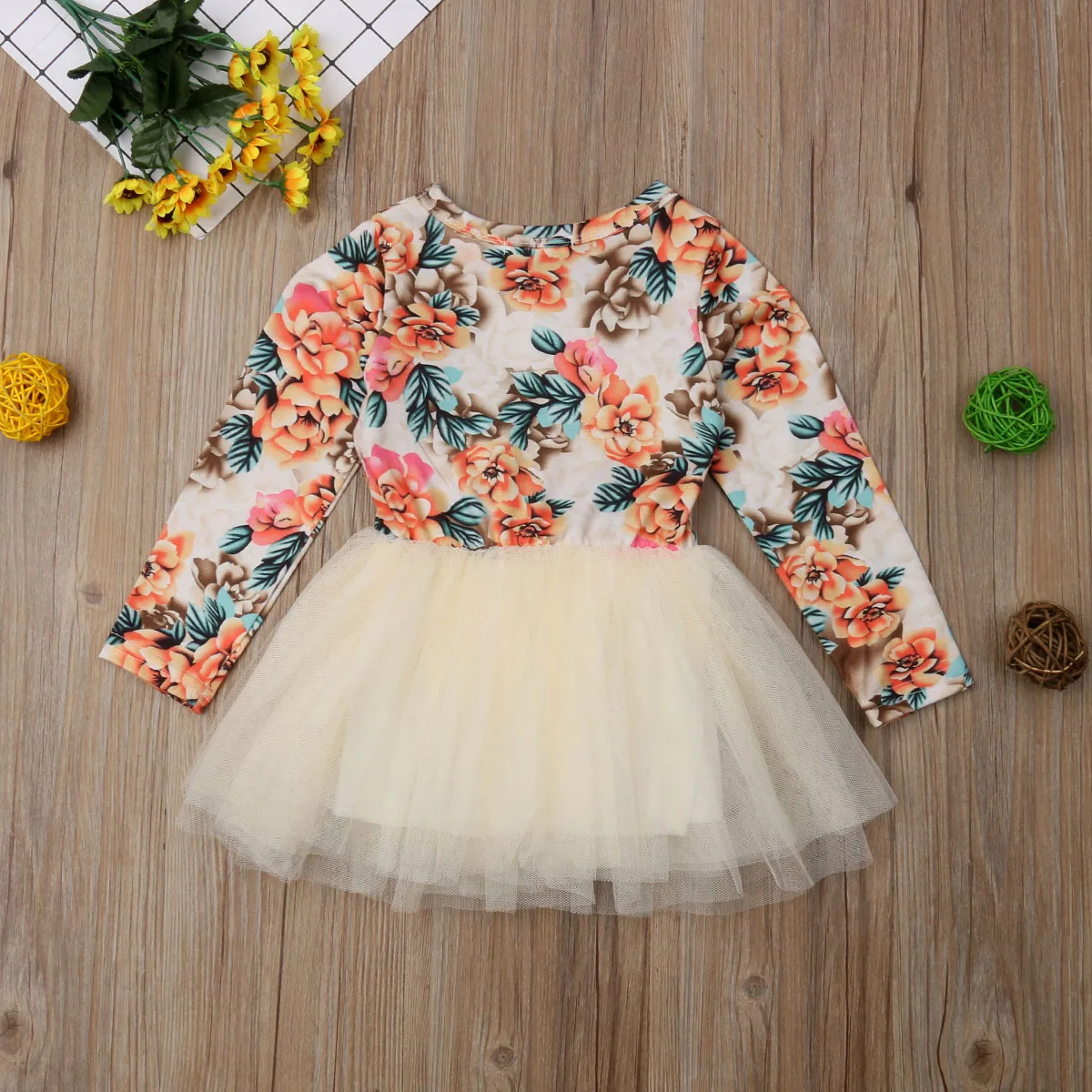 Одежда для маленьких девочек с цветочным рисунком, праздничное платье с юбкой-пачкой Одежда принцессы