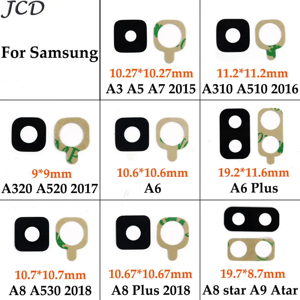 

JCD Back Rear Camera Glass Lens Cover Ring with Sticker Glue for Samsung Galaxy A3 A5 A7 A6 A8 Plus A9 Stare 2015 2016 2017 2018
