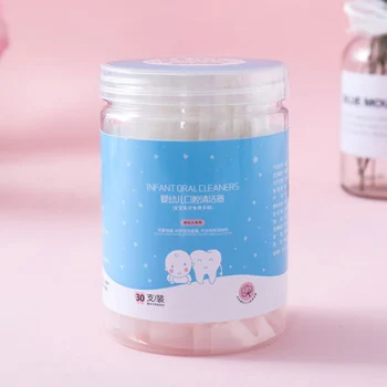 

30Pcs Disposable Baby Toothbrush Paper Rod Handle Tongue Cleaner Gauze Toothbrush Infant Oral Cleaning Stick Dental Care