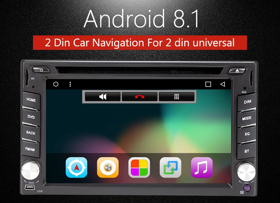 Sale Eunavi 2 Din Android 8.1 TDA7851 Universal Car DVD Radio Multimedia Player Video Stereo GPS Navigation USB WIFI free camera BT 1