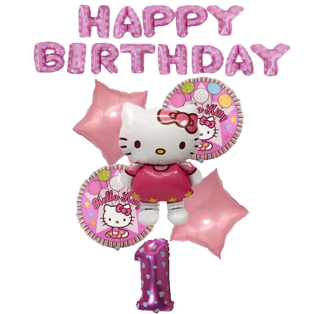 19pcs Hello Kitty Home Birthday Party Decorations Kids Balloons Air