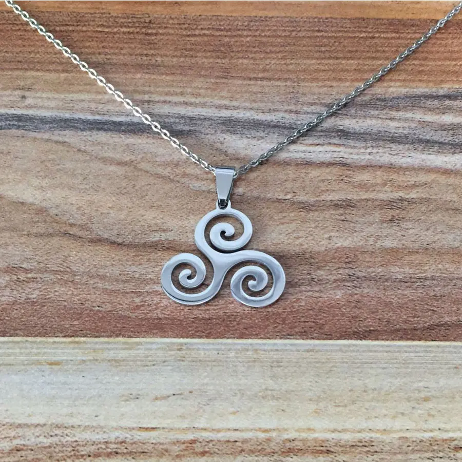 HOBBORN Трендовое женское ожерелье с волком из нержавеющей стали Triskele Triskelion Allison Argent, мужские подвески и ожерелья, ювелирное изделие, подарок - Окраска металла: Necklace