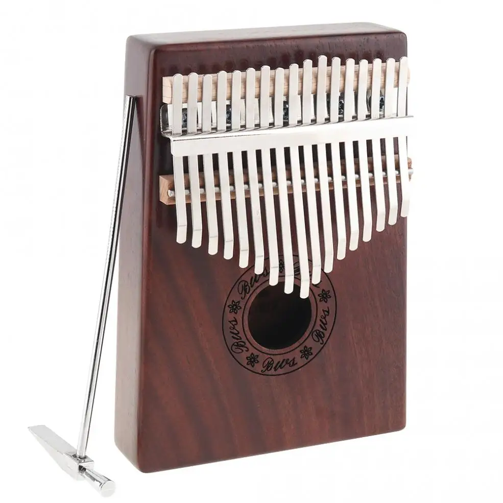  17 Key Kalimba Single Board Mahogany Thumb Piano Retro Mbira Mini Keyboard Instrument with Complete