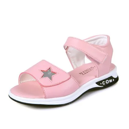 SLYXSH/сандалии для девочек; Новинка года; пляжная обувь на плоской подошве в Корейском стиле для девочек; Летняя детская обувь для принцессы - Цвет: Розовый