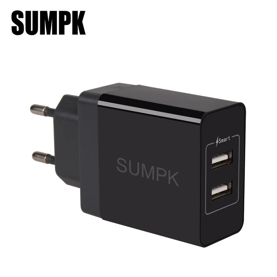 SUMPK usb зарядное устройство адаптер 5V4. 8A быстрое зарядное устройство для сотового телефона 2 порта универсальное портативное зарядное устройство для iPhone 8 7 телефон samsung Xiaomi